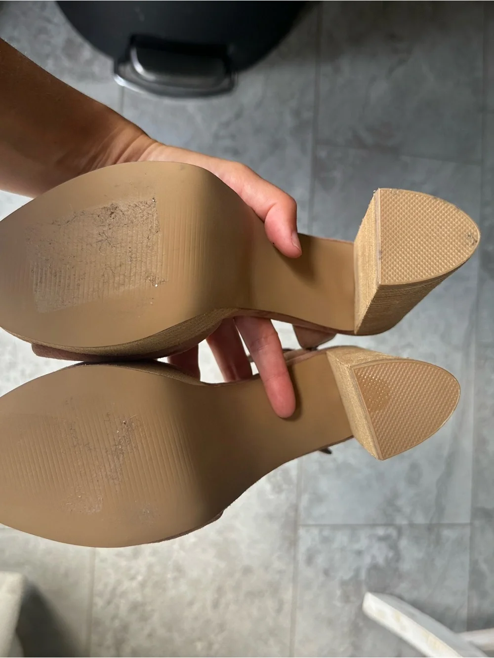 Steve Madden Nude/Tan Suede Platform Heels with Ankle Strap